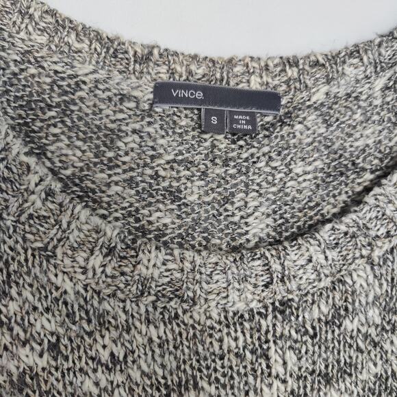 Vince Women's Sz S Grey Linen Blend Short Sleeve Boxy Sweater Dolman Sleeve - Picture 2 of 5